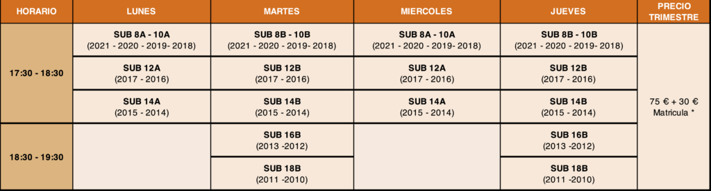 Horarios 2026:27